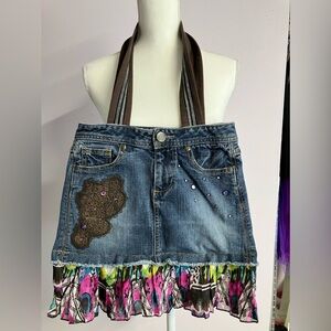 Handmade Upcycled Bag/Tote, Faded Denim, Cotton Lining, Handsewn/One of a Kind